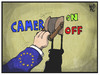 Cartoon: Cameron (small) by Kostas Koufogiorgos tagged karikatur,koufogiorgos,illustration,cameron,on,off,schalter,europa,eu,politik,kommission