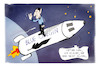 Cartoon: Captain Kirk im All (small) by Kostas Koufogiorgos tagged karikatur,koufogiorgos,illustration,cartoon,star,trek,kirk,spock,blue,origin,weltall,astronaut,space