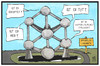 Cartoon: Chaos in Brüssel (small) by Kostas Koufogiorgos tagged karikatur,koufogiorgos,illustration,cartoon,brüssel,atomium,wahrzeichen,labyrinth,chaos,terrorismus,is