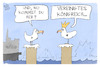 Cartoon: Charles III.  in Hamburg (small) by Kostas Koufogiorgos tagged karikatur,koufogiorgos,charles,könig,uk,großbritannien,hamburg,möwe,krone,hafen,elbe