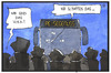 Cartoon: Clausnitz (small) by Kostas Koufogiorgos tagged karikatur,koufogiorgos,illustration,cartoon,clausnitz,sachsen,neonazi,fremdenfeindlichkeit,willkommenskultur,fluechtlinge,bus,reisegenuss,demonstration,parole