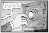 Cartoon: Corona-Hilfen (small) by Kostas Koufogiorgos tagged karikatur,koufogiorgos,illustration,cartoon,corona,überbrückungshilfe,safe,geld,pandemie,wirtschaft,unternehmen,unterstützung