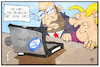Cartoon: CSU inside (small) by Kostas Koufogiorgos tagged karikatur,koufogiorgos,illustration,cartoon,computer,chip,csu,merkel,schulz,spd,cdu,sondierung,regierungsbildung,laptop,pc,problem