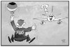 Cartoon: Defekte Flugbereitschaft (small) by Kostas Koufogiorgos tagged karikatur,koufogiorgos,illustration,cartoon,maas,flugzeug,flugbereitschaft,panne,fliegen,aussenminister,trampen