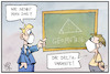 Cartoon: Delta-Variante (small) by Kostas Koufogiorgos tagged karikatur,koufogiorgos,illustration,cartoon,delta,corona,virus,mathematik,geometrie,lehrer,schüler