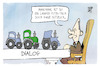 Cartoon: Der lange Dialog (small) by Kostas Koufogiorgos tagged karikatur,koufogiorgos,scholz,tisch,putin,bauern,traktor,dialog