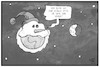 Cartoon: Der weiße Planet (small) by Kostas Koufogiorgos tagged karikatur,koufogiorgos,illustration,cartoon,schnee,erde,welt,mond,dunkel,hell,schwarz,weiß,weltall