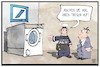 Cartoon: Deutsche Bank (small) by Kostas Koufogiorgos tagged karikatur,koufogiorgos,illustration,cartoon,deutsche,bank,geldwäsche,waschmaschine,tresor,razzia,polizei,kriminalität,betrug,geld