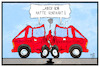 Cartoon: Die Groko-NoGroko-Tour (small) by Kostas Koufogiorgos tagged karikatur,koufogiorgos,illustration,cartoon,groko,nohroko,auto,unfall,kollision,vorfahrt,crash,spd,regierungsbildung,streit,politik,partei