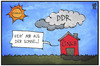 Cartoon: Die Linke und die DDR (small) by Kostas Koufogiorgos tagged karikatur,koufogiorgos,illustration,cartoon,ddr,wolke,linke,regierung,thüringen,partei,politik,sonne,hindernis