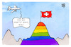 Cartoon: Die Schweiz gewinnt den ESC (small) by Kostas Koufogiorgos tagged karikatur,koufogiorgos,esc,schweiz,berg,queer,gender