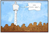 Cartoon: Dieselfahrverbot (small) by Kostas Koufogiorgos tagged karikatur,koufogiorgos,illustration,cartoon,diesel,pegel,fernsehturm,umwelt,luft,verschmutzung