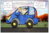 Cartoon: Dieselgate und Funklöcher (small) by Kostas Koufogiorgos tagged karikatur,koufogiorgos,illustration,cartoon,dieselgate,funkloch,scheuer,umwelt,abgas,auto,diditalisierung,minister,verkehr,automobil
