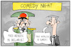 Cartoon: Diktatoren-Comedy (small) by Kostas Koufogiorgos tagged karikatur,koufogiorgos,illustration,cartoon,diktator,comedy,night,witz,freisen,wahlen,demokratie,belarus,syrien,likaschenko,assad