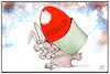 Cartoon: Durchhalten (small) by Kostas Koufogiorgos tagged karikatur,koufogiorgos,illustration,cartoon,ostern,osterhase,osterei,geduld,corona,pandemie,beschränkungen,einschränkungen,last,tragen