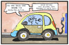 Cartoon: E-Mobilität (small) by Kostas Koufogiorgos tagged karikatur,koufogiorgos,illustration,cartoon,elektro,auto,verkehr,motor,antrieb,subvention,förderung,kauf,automobilindustrie