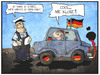 Cartoon: Ein WM-Punkt (small) by Kostas Koufogiorgos tagged karikatur,koufogiorgos,illustration,cartoon,wm,weltmeisterschaft,sport,fussball,klose,auto,punkt,flensburg,polizei,kontrolle,verkehr