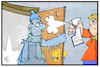 Cartoon: Eiszeit in Europa (small) by Kostas Koufogiorgos tagged karikatur,koufogiorgos,illustration,cartoon,eiszeit,kaelte,wetter,klima,enteiser,spray,mann,heimkehr,abtauen