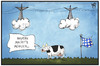 Cartoon: Energiedialog (small) by Kostas Koufogiorgos tagged karikatur,koufogiorgos,illustration,cartoon,energie,dialog,stromtrasse,suedlink,kuh,land,bayern,energiewende,wirtschaft