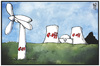 Cartoon: E.on und E.off (small) by Kostas Koufogiorgos tagged karikatur,koufogiorgos,illustration,cartoon,eon,eoff,energiekonzern,abspaltung,atom,kohle,gas,strom,energiewende,umwelt,kernkraft,kraftwerk,windrad,wirtschaft