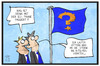 Cartoon: Europas Zukunft (small) by Kostas Koufogiorgos tagged karikatur,koufogiorgos,illustration,cartoon,europa,eu,fahne,flagge,fragezeichen,zittern,transformation,zukunft,politik,union,europäisch