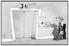 Cartoon: Exit am 3. Mai (small) by Kostas Koufogiorgos tagged karikatur,koufogiorgos,illustration,cartoon,kontaktsperre,lockerungen,corona,virus,pandemie,krise,bürger,beschränkungen
