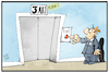 Cartoon: Exit am 3. Mai (small) by Kostas Koufogiorgos tagged karikatur,koufogiorgos,illustration,cartoon,kontaktsperre,lockerungen,corona,virus,pandemie,krise,bürger,beschränkungen