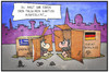 Cartoon: Exportüberschuss (small) by Kostas Koufogiorgos tagged karikatur,koufogiorgos,illustration,cartoon,export,überschuss,griechenland,deutschland,sparpaket,karton,obdachlosigkeit,armut,wirtschaft,bilanz,import