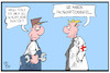 Cartoon: Fachkräftemangel (small) by Kostas Koufogiorgos tagged karikatur,koufogiorgos,illustration,cartoon,fachkraeftemangel,arzt,patient,gipfel,zuwanderung,arbeit