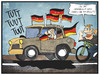 Cartoon: Fahnen- und Helmpflicht (small) by Kostas Koufogiorgos tagged karikatur,koufogiorgos,illustration,cartoon,helm,fahne,flagge,auto,autokorso,fußball,fan,sport,lärm