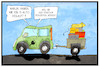 Cartoon: Feinstaub (small) by Kostas Koufogiorgos tagged karikatur,koufogiorgos,illustration,cartoon,feuerwerk,eauto,elektro,mobilität,umweltfreundlich,böller,silvester