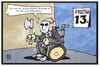 Cartoon: Freitag der 13. (small) by Kostas Koufogiorgos tagged karikatur,koufogiorgos,illustration,cartoon,steuererklärung,schäuble,jason,freitag,13,film,datum,unglück,pech,finanzminister