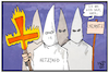 Cartoon: Fremdenfeindlichkeit (small) by Kostas Koufogiorgos tagged karikatur,koufogiorgos,illustration,cartoon,kkk,ausländer,chemnitz,demonstration,rechtsextremismus,neonazi