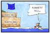 Cartoon: Frontex 2.0 (small) by Kostas Koufogiorgos tagged karikatur,koufogiorgos,illustration,cartoon,frontex,europa,eu,grenze,flüchtling,abschreckung,grenzschutz,küste,meer,mittelmeer