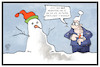 Cartoon: Frost Neujahr! (small) by Kostas Koufogiorgos tagged karikatur,koufogiorgos,illustration,cartoon,neujahr,weihnachten,schnee,weiß,verspätung,pünktlichkeit,schneemann,beschwerde,winter,wetter