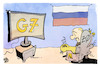 Cartoon: G7 vs. Z0 (small) by Kostas Koufogiorgos tagged koufogiorgos,karikatur,insel,putin,russland,isolation,einsamkeit,g7,aussenminister