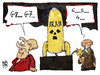 Cartoon: G8-Countdown (small) by Kostas Koufogiorgos tagged karikatur,koufogiorgos,cartoon,illustration,merkel,putin,russland,g8,g7,iran,atomwaffen,atombombe,sanktionen,politik,konflikt,krise