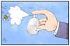 Cartoon: Giftige Eier (small) by Kostas Koufogiorgos tagged karikatur,koufogiorgos,illustration,cartoon,eier,skandal,fipronil,lebensmittel,ei,spray,insekt,insektizid,gift