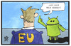 Cartoon: Google und Android (small) by Kostas Koufogiorgos tagged karikatur,koufogiorgos,illustration,cartoon,google,android,eu,wettbewerb,internet