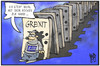 Cartoon: Grexit (small) by Kostas Koufogiorgos tagged karikatur,koufogiorgos,illustration,cartoon,griechenland,domino,effekt,spiel,grexit,euro,austritt,währung,wand,politik,europa