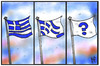 Cartoon: Griechenland (small) by Kostas Koufogiorgos tagged karikatur,koufogiorgos,illustration,cartoon,fahne,flagge,griechenland,transformation,veränderung,zerfall,fragezeichen,politik,europa