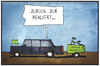 Cartoon: Grünen-Parteitag (small) by Kostas Koufogiorgos tagged karikatur,koufogiorgos,illustration,cartoon,grüne,limousine,fahrrad,ideal,ökologie,verkehr,partei,politik