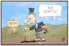 Cartoon: Grundsteuer (small) by Kostas Koufogiorgos tagged karikatur,koufogiorgos,cartoon,illustration,grundsteuer,bverfg,reform,verfassung,gericht,urteil,alt,veraltet,mann,neustart,immobilien,berechnung,wert