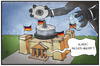 Cartoon: Hacker-Angriff (small) by Kostas Koufogiorgos tagged karikatur,koufogiorgos,illustration,cartoon,reichstag,bundestag,kuppel,dvd,daten,scheibe,hacker,angriff,cakebox,spionage,politik