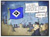 Cartoon: Hamburger SV (small) by Kostas Koufogiorgos tagged karikatur,koufogiorgos,cartoon,illustration,hsv,hamburg,fussball,bundesliga,relegation,klassenerhalt,mannschaft,männer,unten,oben,sport