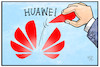 Cartoon: Huawei (small) by Kostas Koufogiorgos tagged karikatur,koufogiorgos,illustration,cartoon,huawei,handy,smartphone,trump,usa,technik