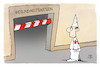 Cartoon: Impfpflicht (small) by Kostas Koufogiorgos tagged karikatur,koufogiorgos,illustration,cartoon,impfpflicht,latte,schranke,aluhut,querdenker