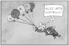 Cartoon: Inflation (small) by Kostas Koufogiorgos tagged karikatur,koufogiorgos,illustration,cartoon,inflation,scholz,wirtschaft,teuerungsrate,luftballon,finanzminister,kontrolle