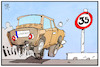 Cartoon: Inzidenz 35 (small) by Kostas Koufogiorgos tagged karikatur,koufogiorgos,illustration,cartoon,inzidenz,35,auto,tempolimit,bremsen,pandemie,corona,lockerungen