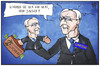 Cartoon: Juncker vs. Juncker (small) by Kostas Koufogiorgos tagged karikatur,koufogiorgos,illustration,cartoon,juncker,handpuppe,eu,kommission,luxemburg,steuerparadies,schwarzgeld,ermittlung,wirtschaft